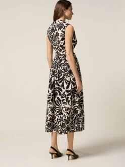 Ausgestelltes Midi-Kleid aus Popeline mit Gürtel