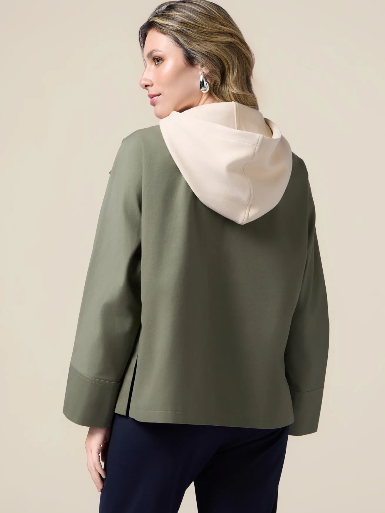 Baumwolljacke mit Sweatshirt-Einsätzen