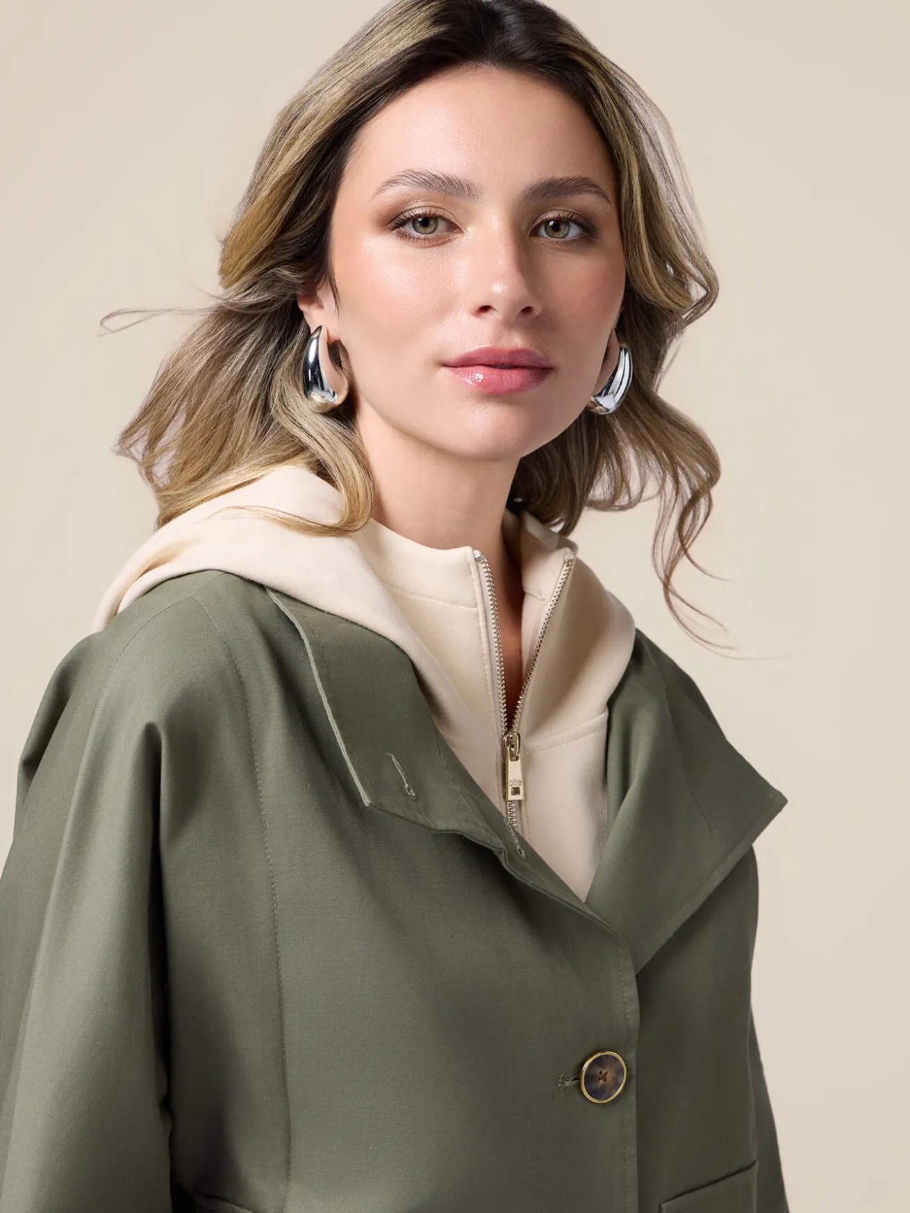 Baumwolljacke mit Sweatshirt-Einsätzen