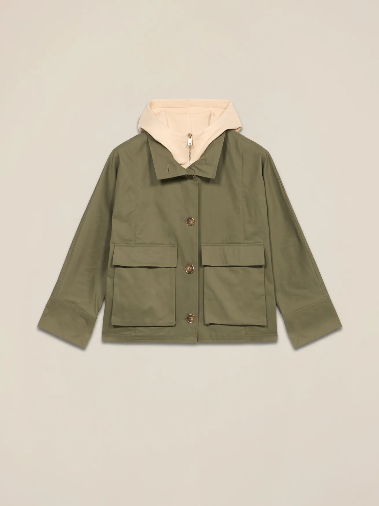 Baumwolljacke mit Sweatshirt-Einsätzen