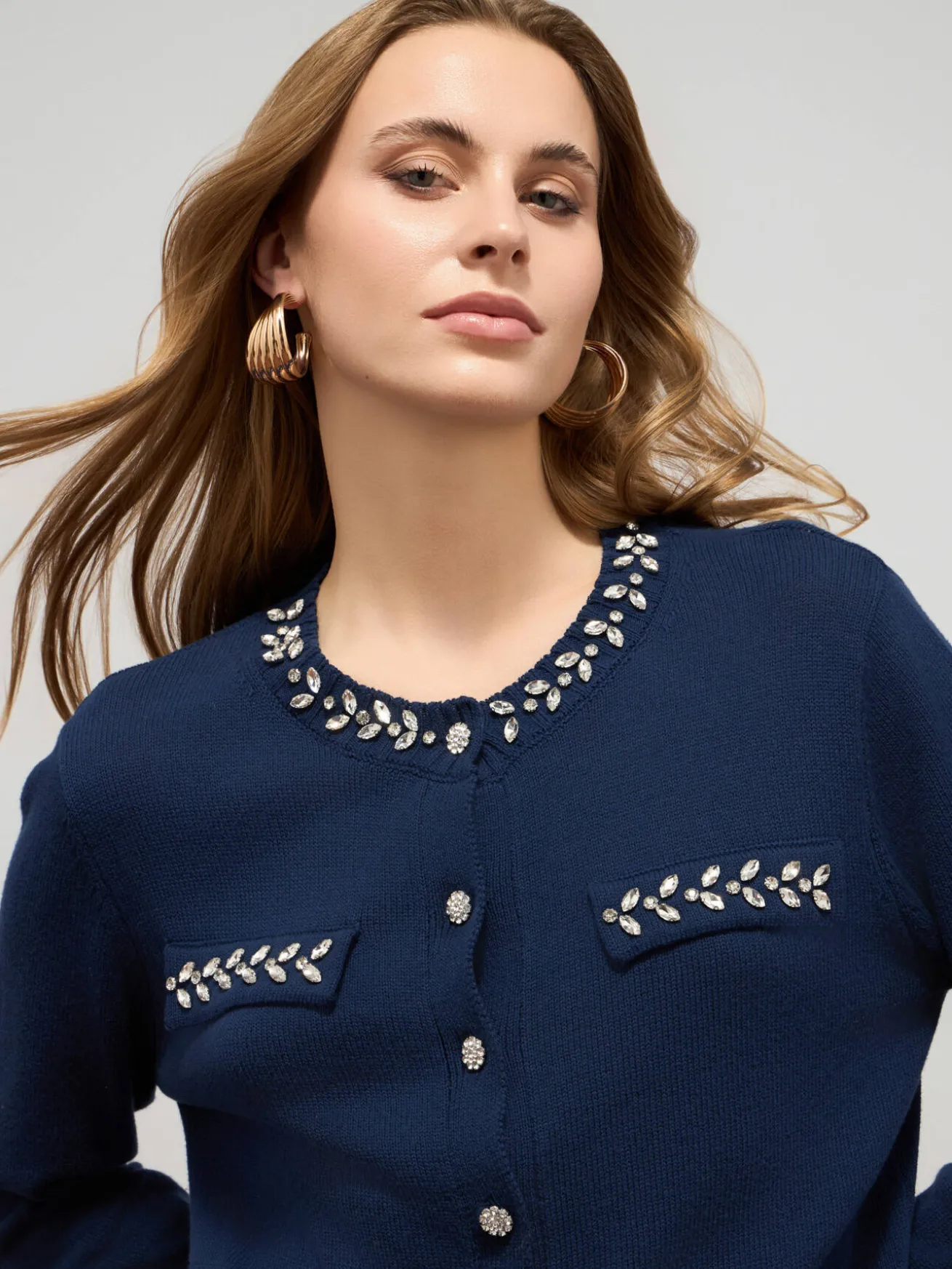 Baumwollmischung-Cardigan mit Schmuckdetails