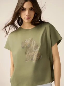 Baumwoll-T-Shirt mit Applikationen