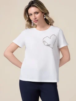 Baumwoll-T-Shirt mit Schmuckstickerei