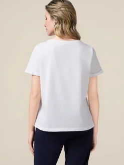 Baumwoll-T-Shirt mit Schmuckstickerei