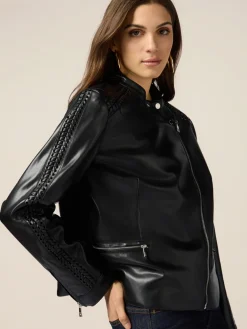 Bikerjacke mit geflochtenen Details