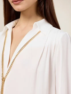 Bluse aus Crêpe-Stoff mit Kette