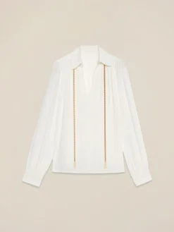 Bluse aus Crêpe-Stoff mit Kette