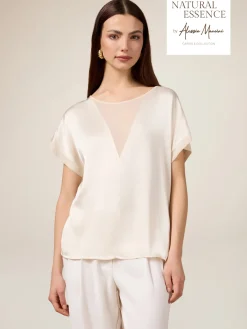 Bluse mit transparentem Einsatz