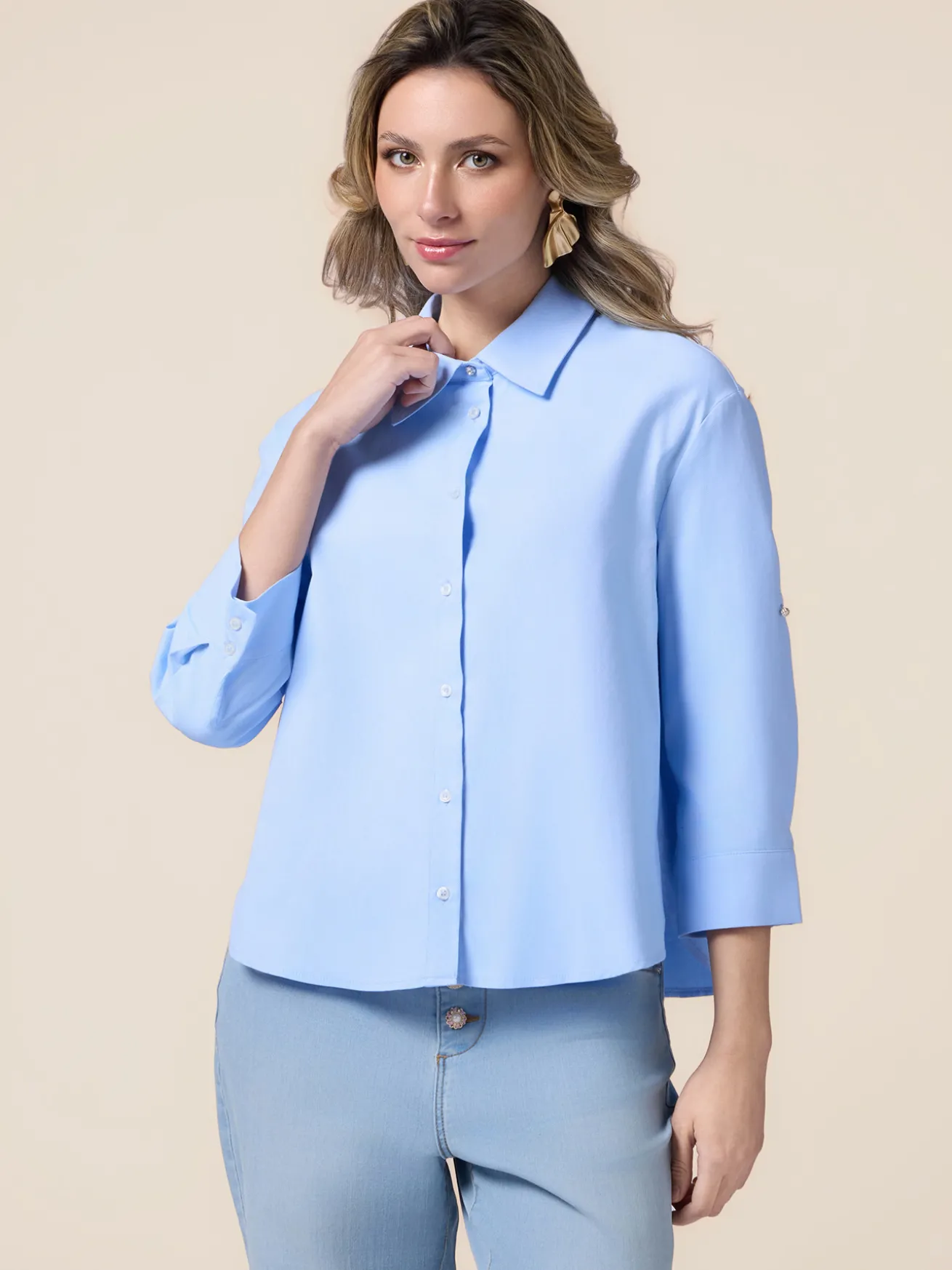Boxy-Bluse mit Dreiviertelärmeln
