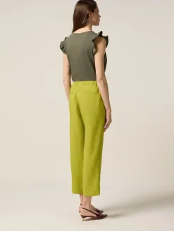 Cropped-Hose aus Leinenmischung