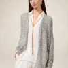 Durchbrochene Strickjacke mit Pailletten