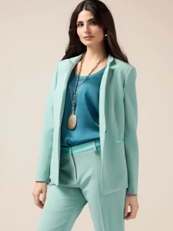 Einreihiger Blazer mit Kontrastbesatz