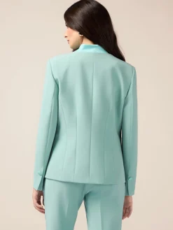 Einreihiger Blazer mit Kontrastbesatz