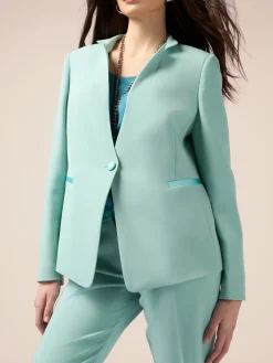 Einreihiger Blazer mit Kontrastbesatz