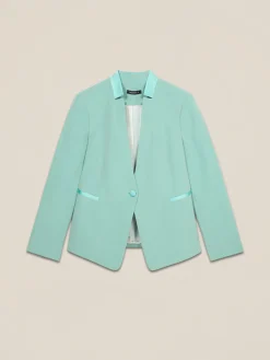 Einreihiger Blazer mit Kontrastbesatz