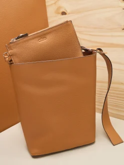Hobo-Tasche aus echtem Leder mit Clutch
