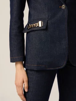 Jeansblazer mit Metallketten