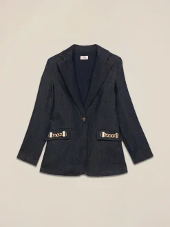 Jeansblazer mit Metallketten