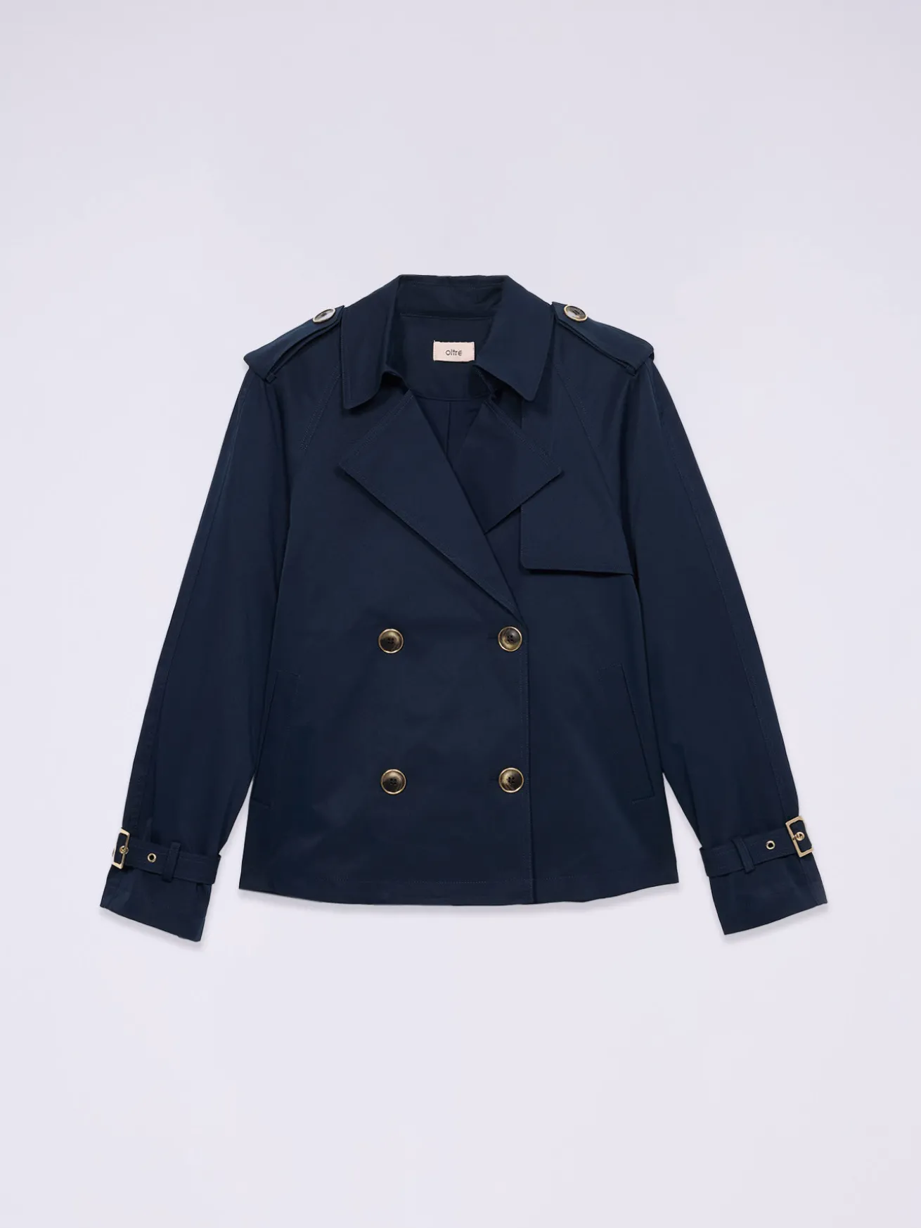 Kurzer doppelreihiger Trenchcoat