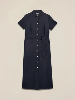 Langes Hemdblusenkleid in Denim-Optik