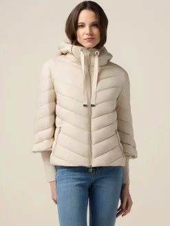 Leichte Daunenjacke mit Kapuze und Bündchen