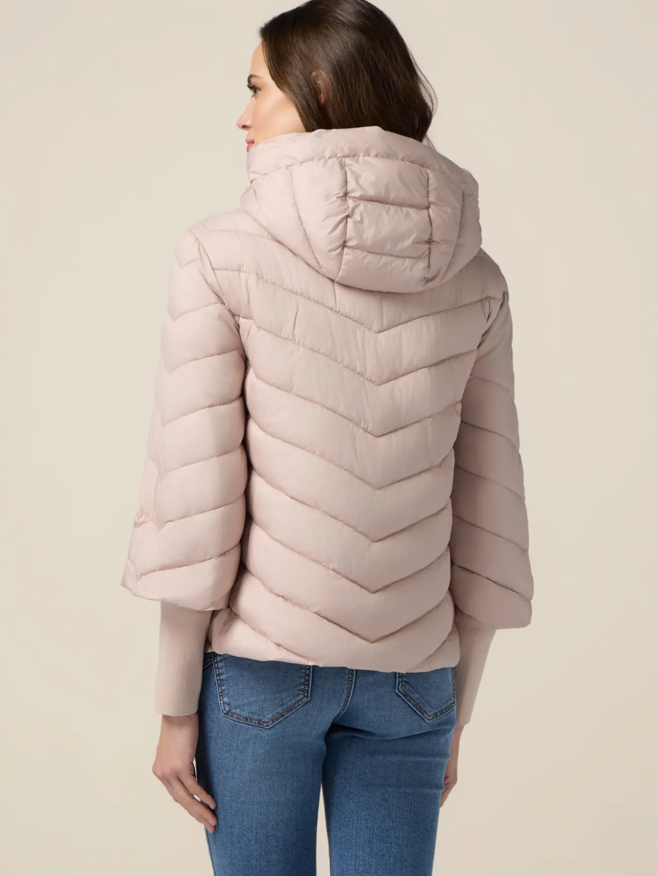 Leichte Daunenjacke mit Kapuze und Bündchen