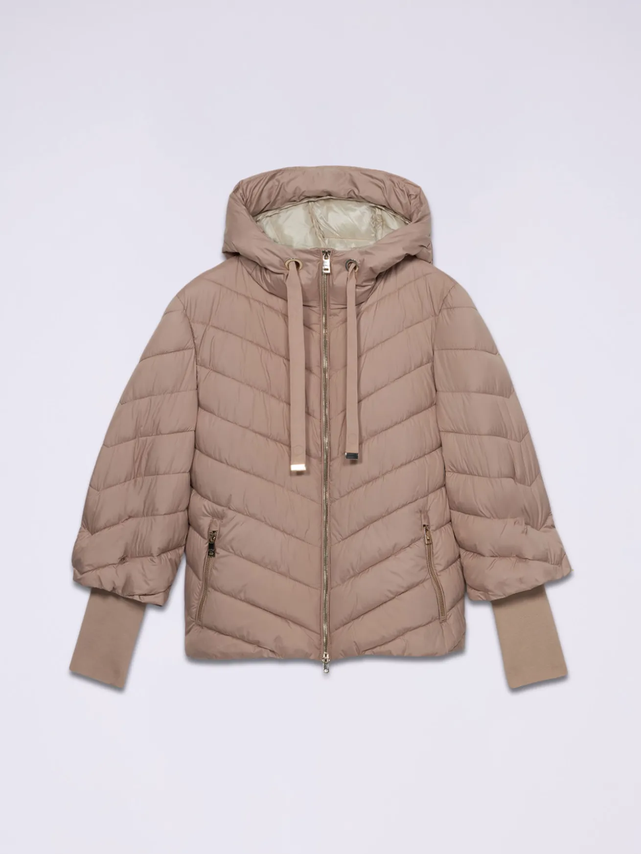 Leichte Daunenjacke mit Kapuze und Bündchen