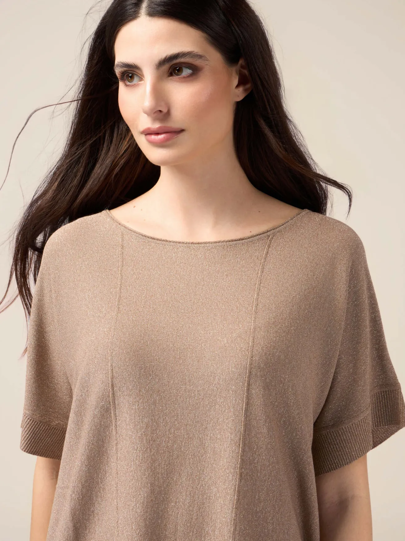 Lurex-Shirt mit kurzen Ärmeln