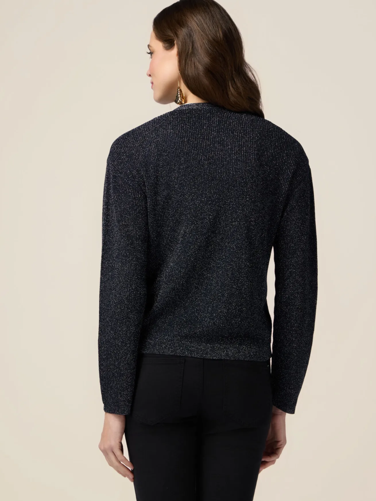 Lurex-Strickjacke mit Schmuckknöpfen