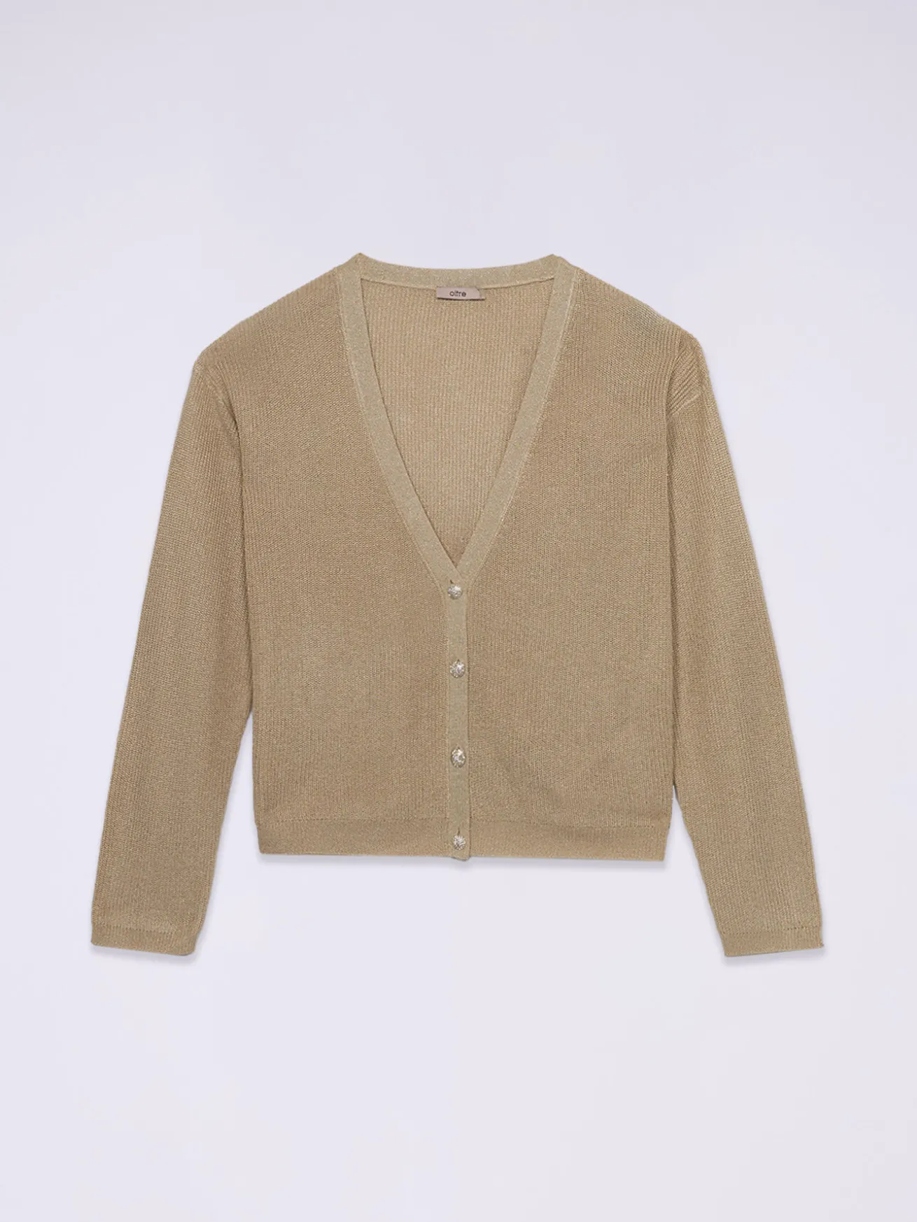 Lurex-Strickjacke mit Schmuckknöpfen