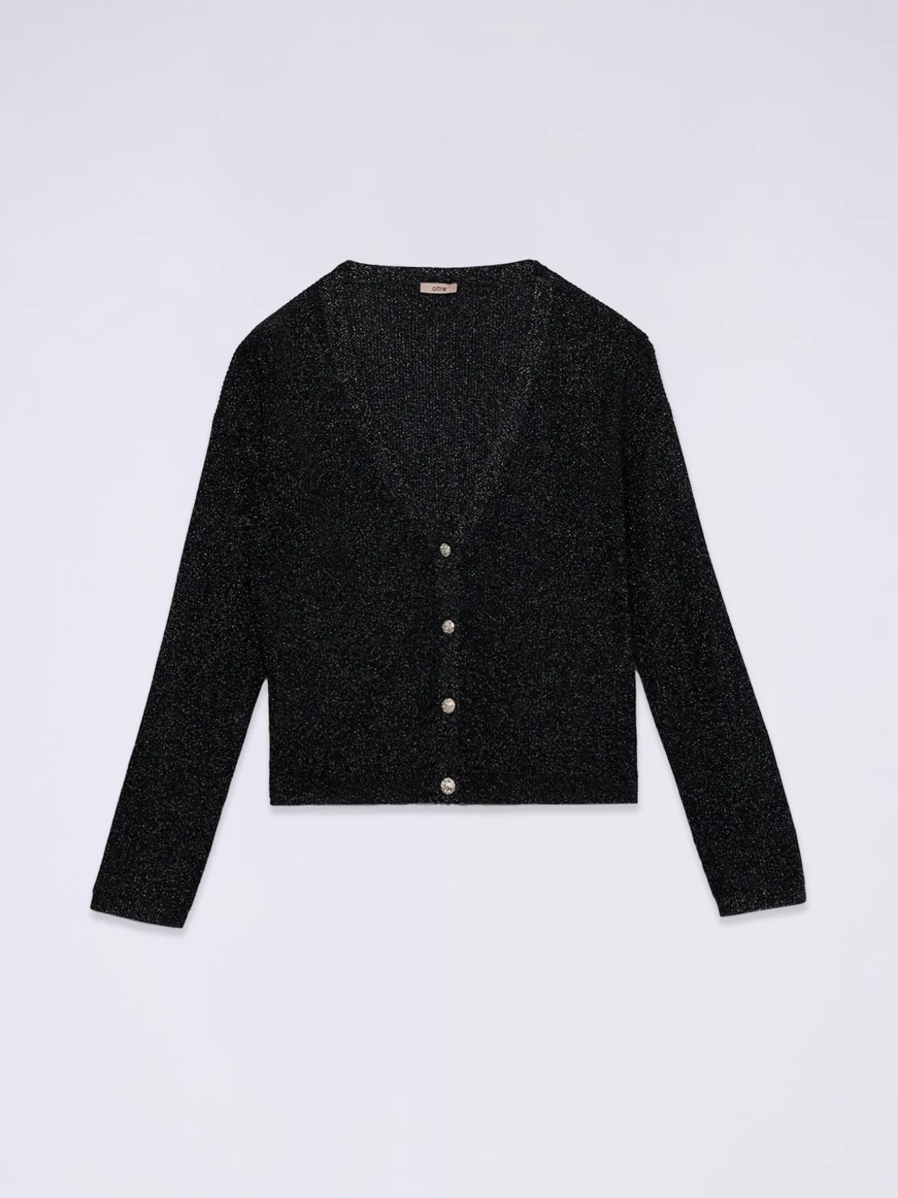 Lurex-Strickjacke mit Schmuckknöpfen