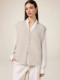 Ärmellose Strickjacke aus Lurex-Garn
