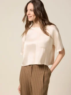 Satinbluse mit Brusttasche