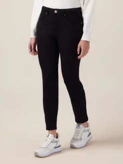 Skinny-Hose aus Baumwolle und Tencel mit Schmuckknopf