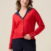 Strickjacke aus Viskosemischung mit Schmuckknöpfen