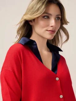 Strickjacke aus Viskosemischung mit Schmuckknöpfen