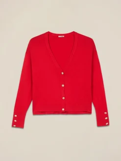 Strickjacke aus Viskosemischung mit Schmuckknöpfen