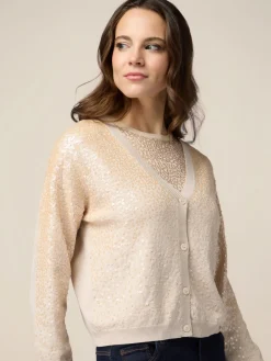 Strickjacke mit Pailletten-Stickerei