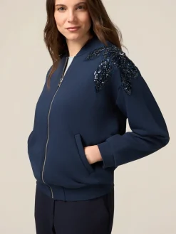 Sweatshirt mit Reißverschluss und Schmuckstickerei