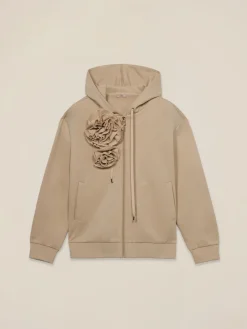 Sweatshirt mit Reißverschluss, Anstecknadeln und Blume