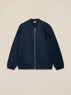 Sweatshirt mit Reißverschluss und Schmuckstickerei