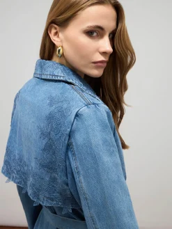 Trenchcoat aus Viskose-Denim-Mischung