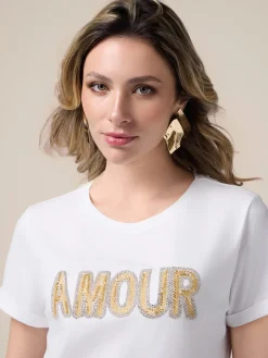 T-Shirt mit Schmuck-Patch