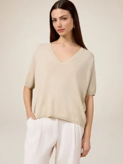 V-Ausschnitt-Pullover aus Lurex